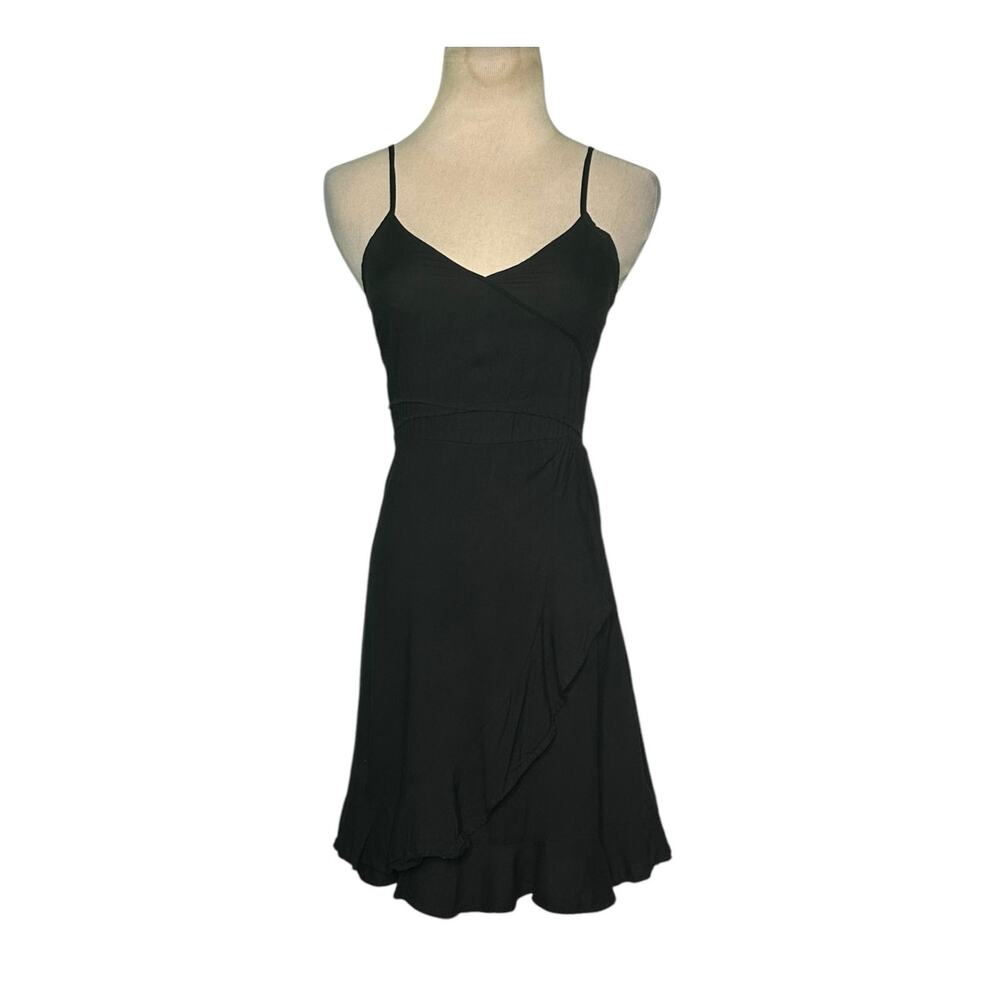 H&M black ruffle summer mini dress size 0